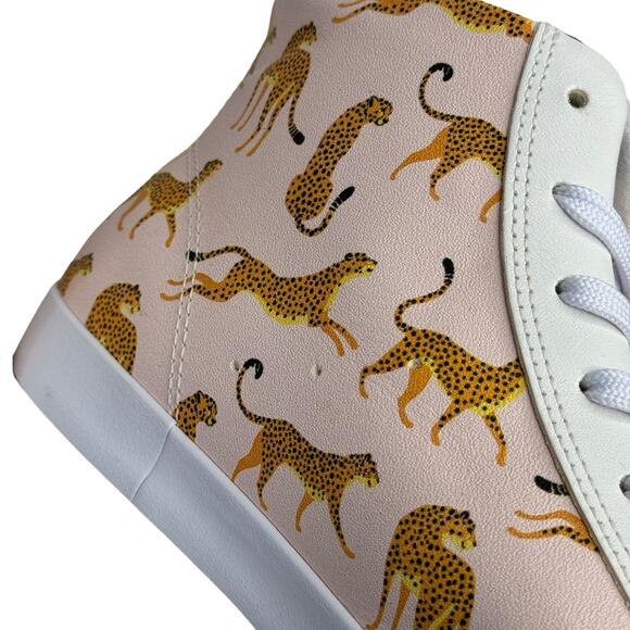 OTBT Women's Hologram Sneaker Cheetah SZ 9 Chic High Top NEW Pink Novelty Print - Picture 8 of 11